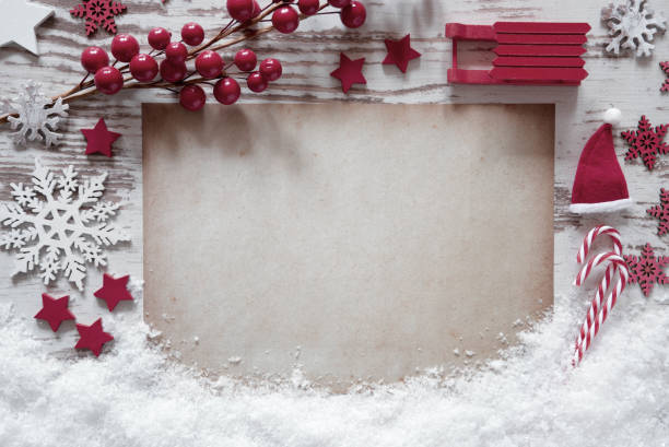 istock White Christmas Flat Lay, Paper With Copy Space, Snow 1048022290
