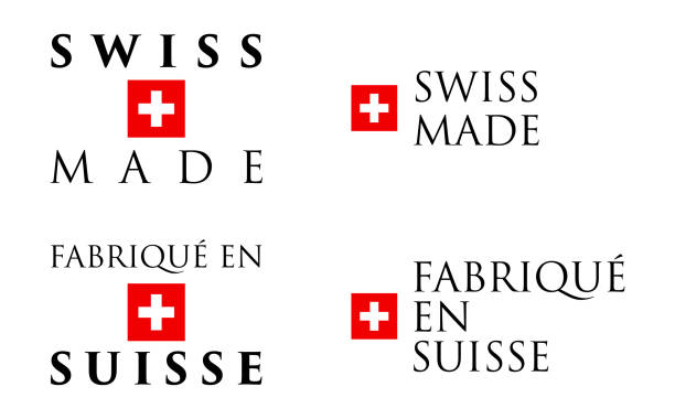 illustrations, cliparts, dessins animés et icônes de swiss made simple / étiquette de fabrique en suisse (traduction en français). texte avec national helvétique croix symbole disposé horizontalement et verticalement. - helvetic