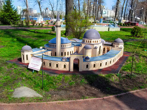 Ukraine, Kiev - April 6, 2016: A model of architectural and religious sightseeing in the park of miniatures - a Muslim temple