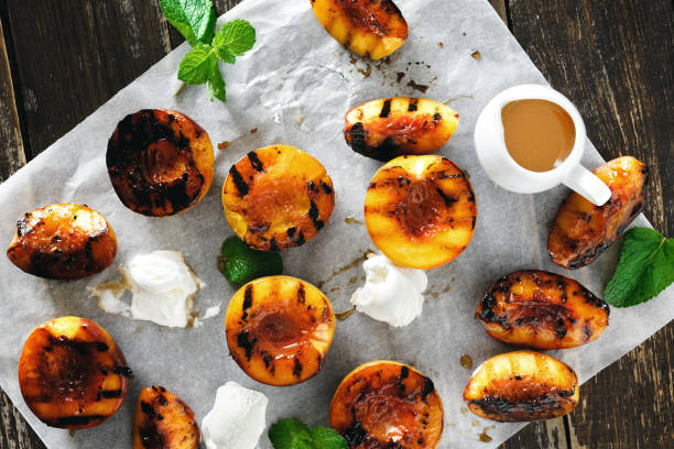 istock Top view honey grilled peaches 1048050478