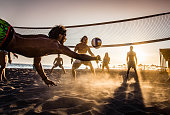 Beach volleyball at sunset!