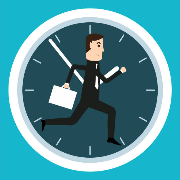 istock Businessman running on business time - Illustration 1048052248