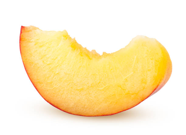istock Nectarine or peach, slice, isolated on white background, clipping path, full depth of field 1048054552