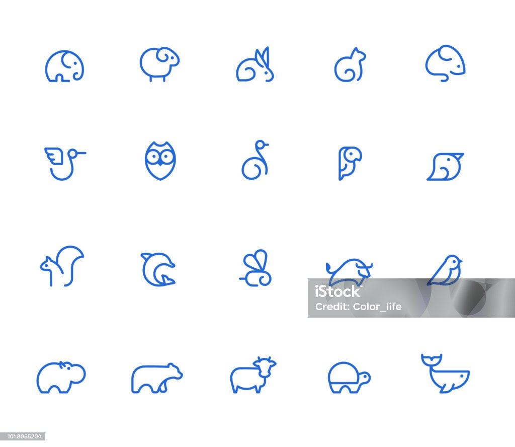 Animal icons. Animal icons, simple line set Icon Symbol stock vector