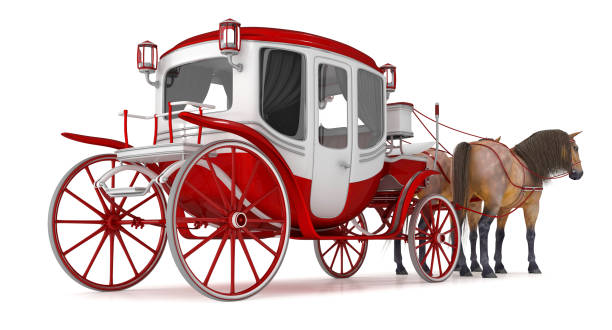istock Pair of bay horses pulled into a carriage. 1048055448