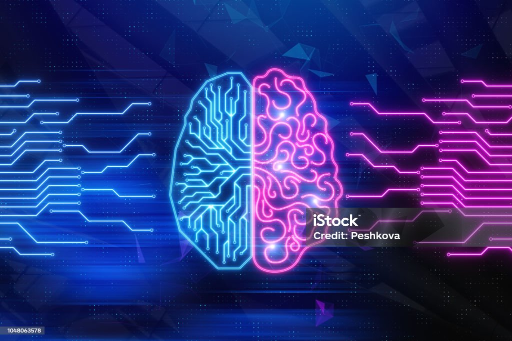 Artifical intelligence and technology concept Creative digital brain background. Artifical intelligence and technology concept. 3D Rendering Intelligence Stock Photo