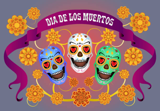 illustrazioni stock, clip art, cartoni animati e icone di tendenza di il giorno dei morti - day of the dead skull tattoo mexico