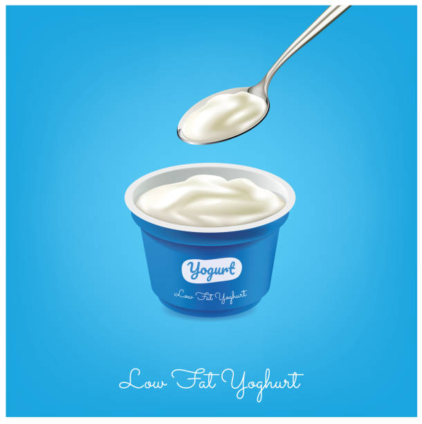 ilustrações de stock, clip art, desenhos animados e ícones de scoop in a yogurt cup.illustration vector - yogurt