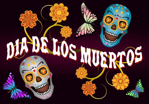 illustrazioni stock, clip art, cartoni animati e icone di tendenza di il giorno dei morti - day of the dead skull tattoo mexico
