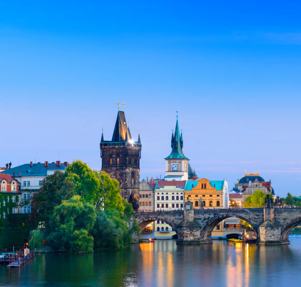 istock The Charles Bridge in Prague at Twilight, Czech Republic 1048068978