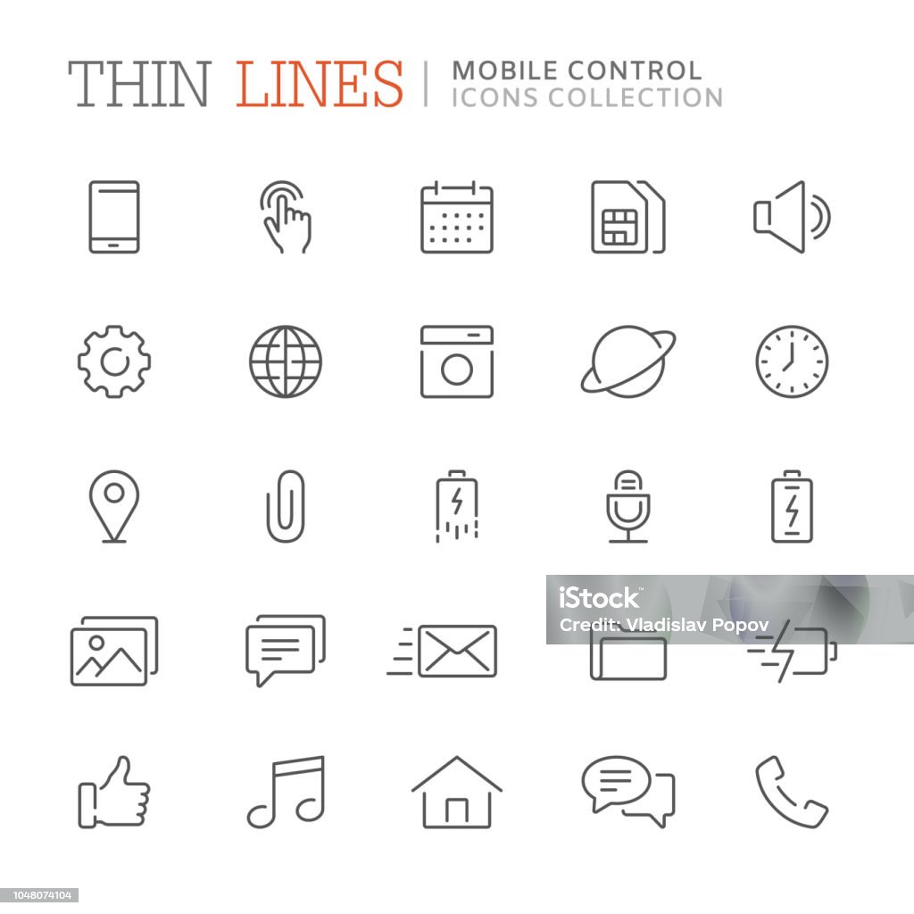 Collection of smartphone related line icons. Vector eps8 Collection of smartphone related line icons Icon Symbol stock vector