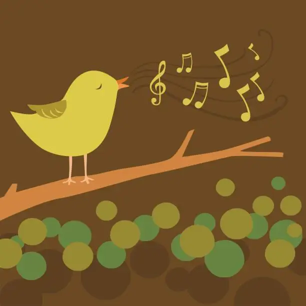 Vector illustration of Singing Bird