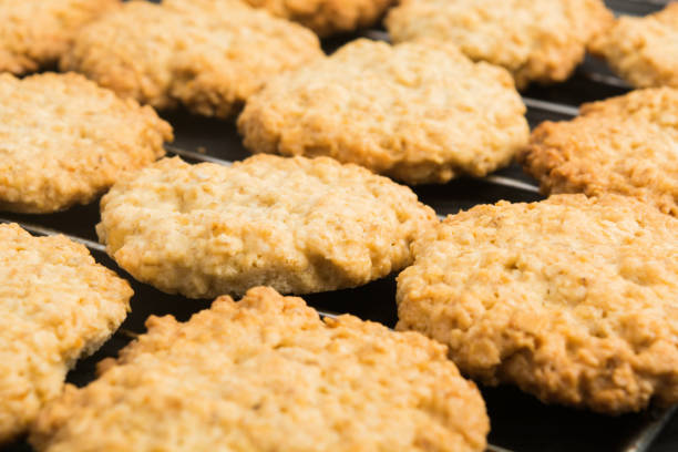 istock Homemade oatmeal cookies on baking pan 1048078280