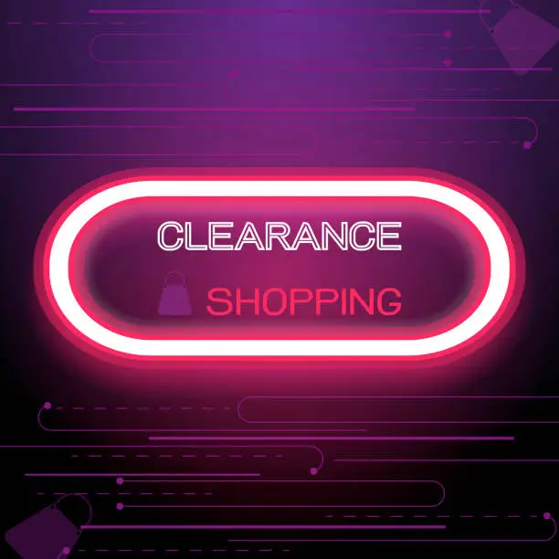Vector illustration of Create neon clearance shopping banner background