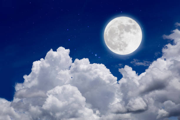 istock Blue night with full moon  over cloud background. Romantic concept. 1048079572