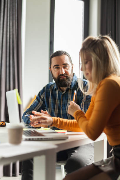 istock Entrepreneur talk, idea meeting concept. Group office work 1048083226