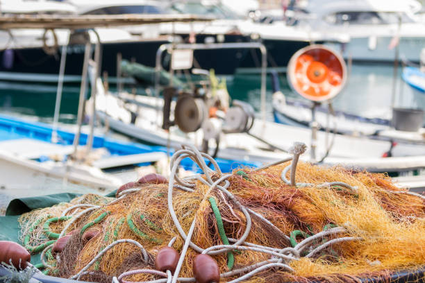 istock Fishing net in port 1048086576