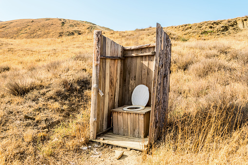 Outdoor toilet in the mountains