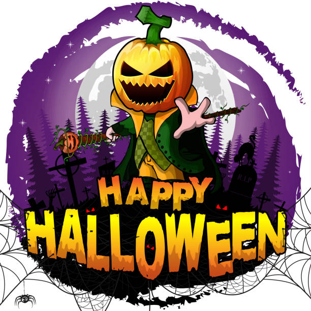 Happy Halloween Poster With Zombie Vector Illustration Stock