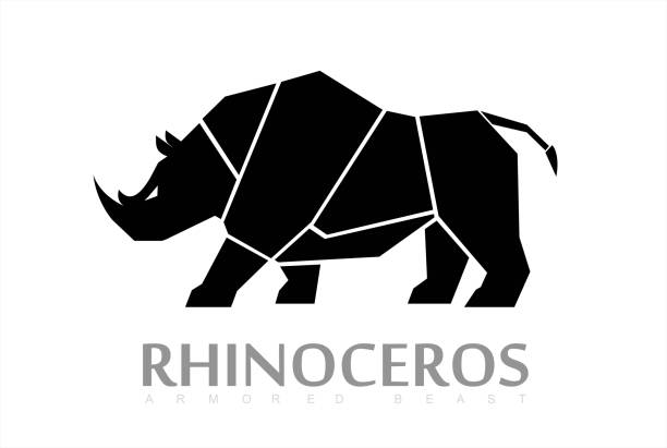 Rhino, Beast, Sideview Full body Rhino. vector art illustration