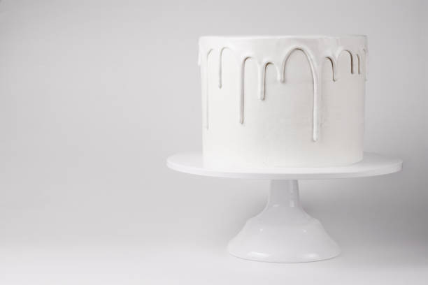 istock White cake with glaze on a white background. 1048119948