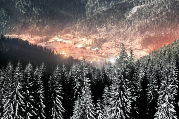 istock Carpathian Ukraine night village 1048124384