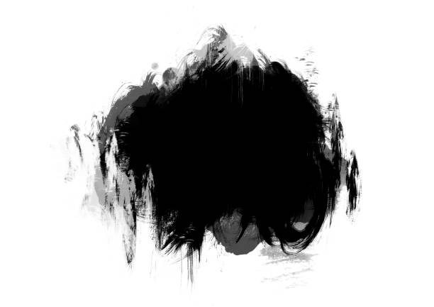 istock Black color graphic patches graphic brush strokes design effect element for background 1048124782