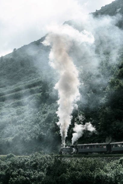 Old-fashioned steam train in Swiss Alps Old-fashioned steam train in Swiss Alps  in summer furka pass photos stock pictures, royalty-free photos & images