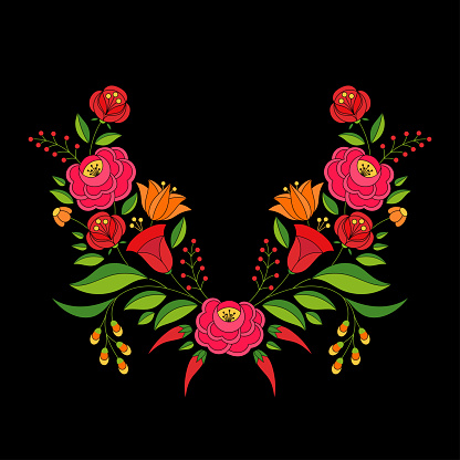 Ilustración de Vector Patrón Folklórico Húngaro Kalocsa Floral Adornos Étnicos Impresión Europea Oriental Eslava Sobre Fondo Negro Diseño De La Flor Tradicional Para Mujer Ropa Bordados Textiles Para El Hogar Tarjetas De Ilustración de Vector Patrón Folklórico Húngaro Kalocsa Floral Adornos Étnicos Impresión Europea Oriental Eslava Sobre Fondo Negro Diseño De La Flor Tradicional Para Mujer Ropa Bordados Textiles Para El Hogar Tarjetas De