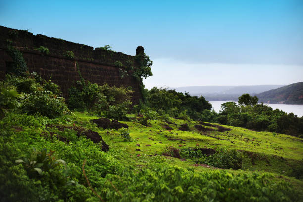 Surrounding Wall Chapora Fort, Goa Stone old wall of Chapora fort, Goa/India. chapora fort stock pictures, royalty-free photos & images
