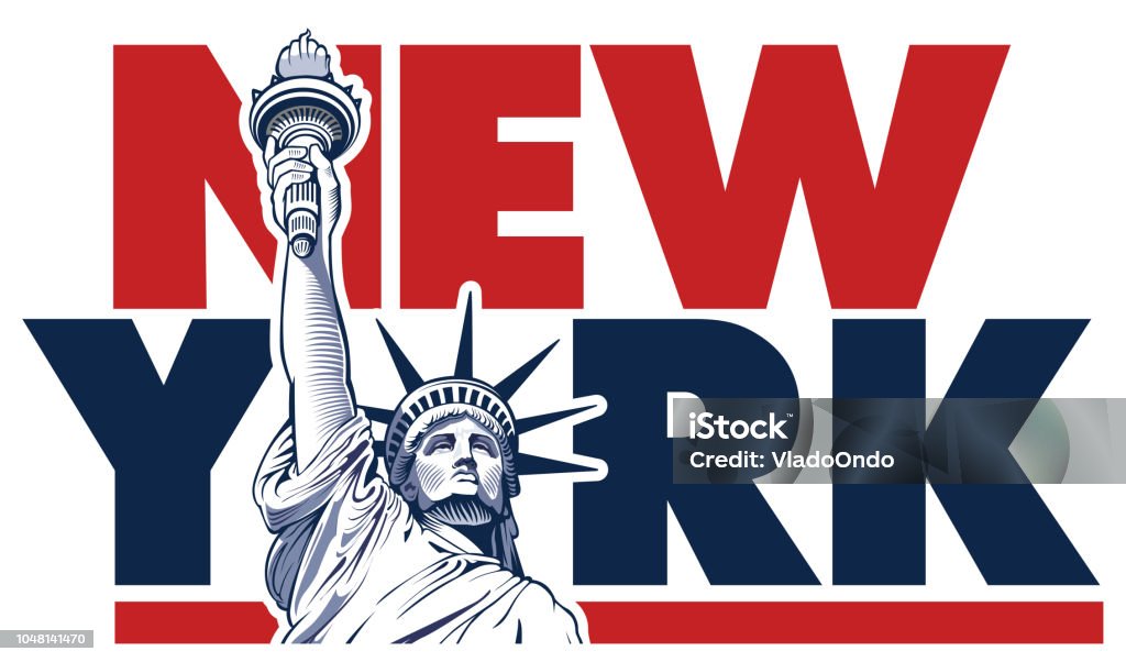 Estatua de la libertad, símbolo de Nueva York, Estados Unidos - ilustración - arte vectorial de Estatua libre de derechos