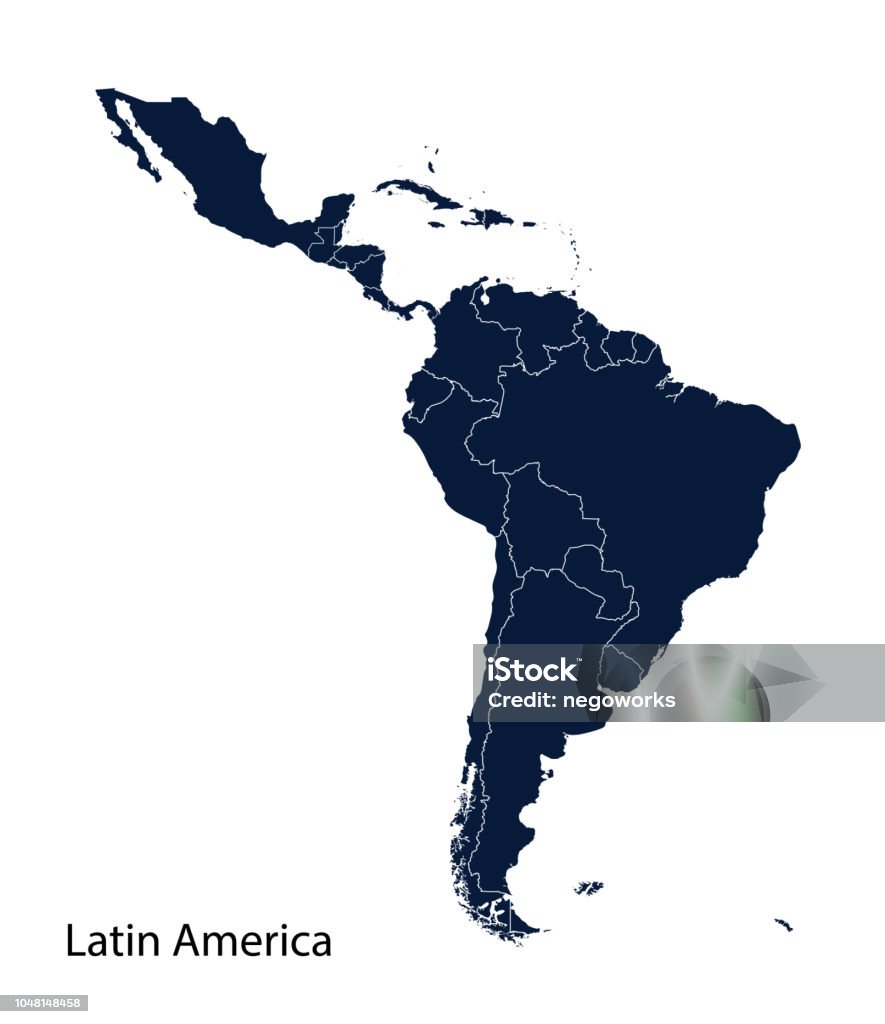 라틴 아메리카의 지도입니다. - 로열티 프리 지도 벡터 아트