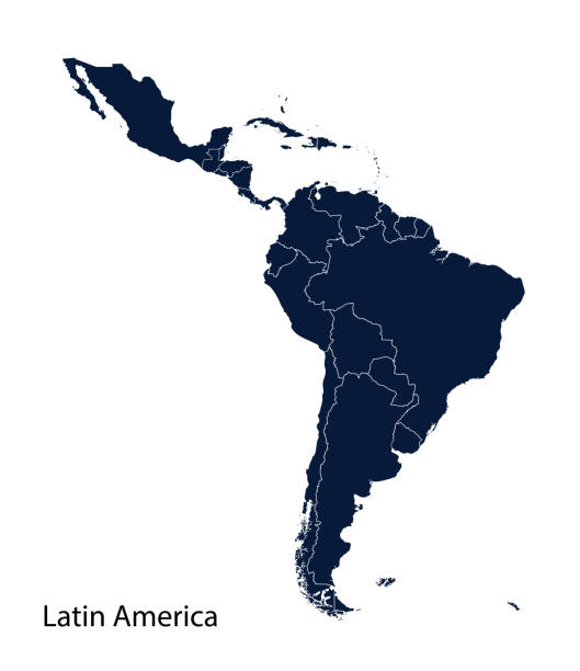 Map of Latin America. Latin America map, North America, Caribbean, Central America, South America. map stock illustrations