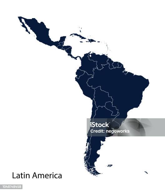 拉丁美洲地圖向量圖形及更多地圖圖片 - 地圖, 矢量圖, 加勒比海 - 美洲