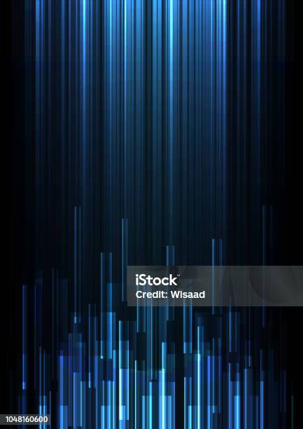 Blue Overlap Pixel Speed Abstract Background Stock Illustration - Download Image Now - Backgrounds, Technology, In A Row
