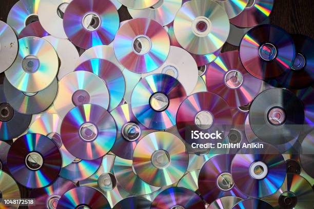 Dvd And Cd Background Stock Photo - Download Image Now - DVD, CD-ROM, Abstract