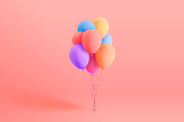 istock Set of colorful realistic mat helium balloons floating on pink background. Vector 3D balloons for birthday, party, wedding or promotion banners or posters. Vivid illustration in pastel colors. 1048172648