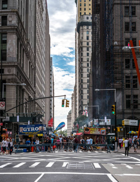 People at the street market on Lexington Avenue in New York City on a summer saterday.