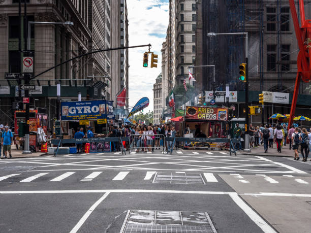 People at the street market on Lexington Avenue in New York City on a summer saterday.