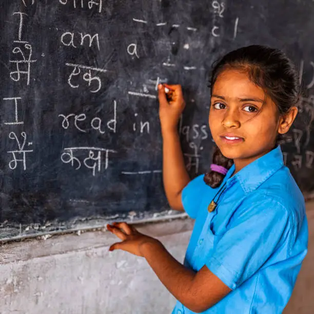 Photo of Indian schoolgirl in classroom