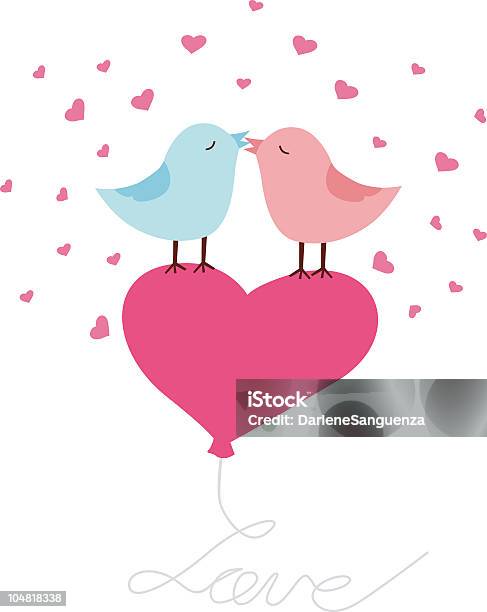 Love Birds Greeting Card Stock Illustration - Download Image Now - Bird, Animal, Baby Chicken