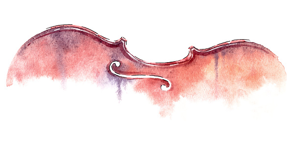 watercolor violin fade abstract wet wash isolated on white background