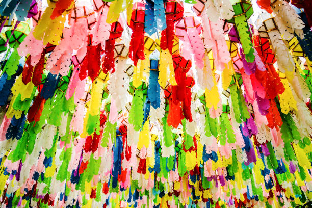 istock Northern thai style paper lamp lighting hanging under sunlight 1048190876