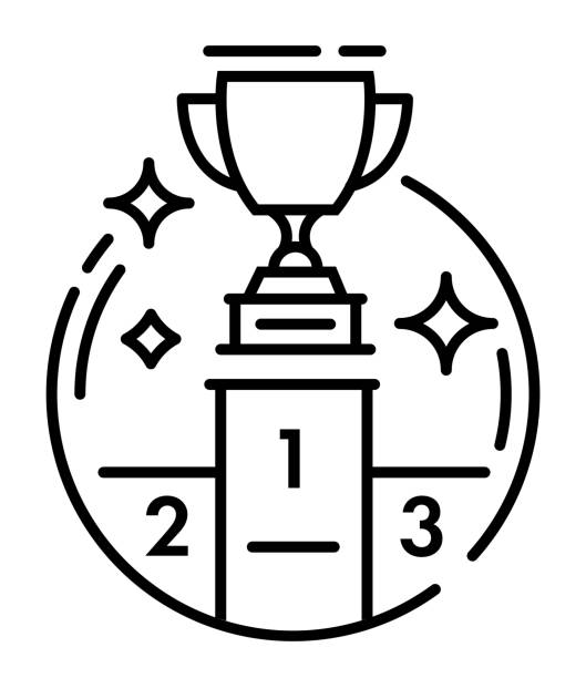 illustrazioni stock, clip art, cartoni animati e icone di tendenza di coppa dei trofei in cerchio - pedestal football award concepts