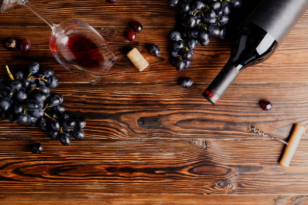 istock Showcase of vintage wine bottles with empty sticker labels. 1048203864