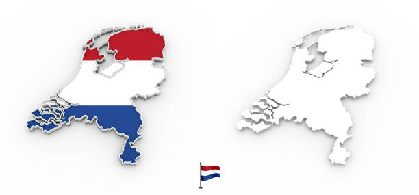 istock 3D map of Netherlands white silhouette and flag 1048204196