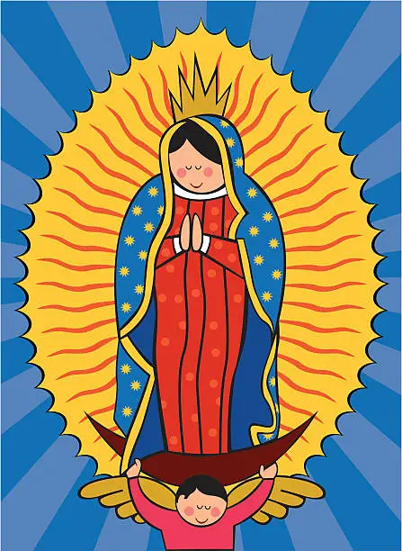 Vector illustration of Our Lady of Guadalupe Virgin