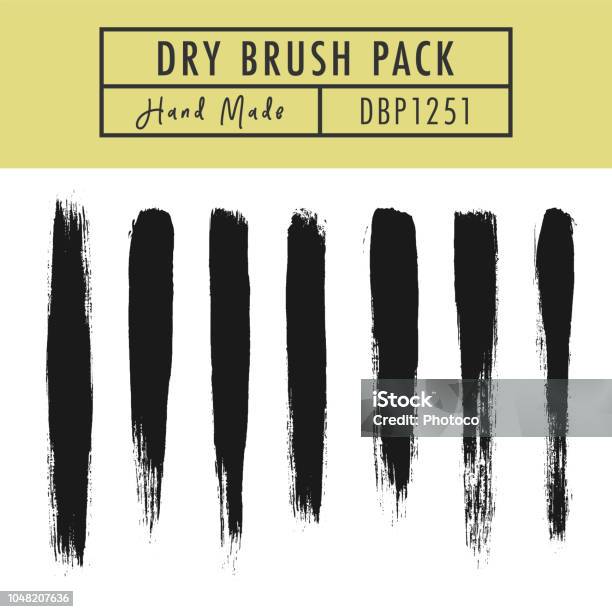 Dry Paint Brush Stroke Vector Set Stock Illustration - Download Image Now - Brush Stroke, Vertical, Vector