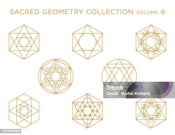 Sacred Geometry Vector Collection Golden Isolated On White Stock Illustration - Download Image Now