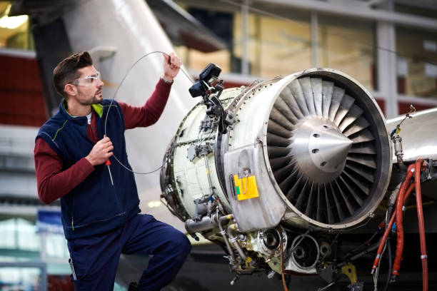 istock Aircraft mechanic in the hangar 1048209078